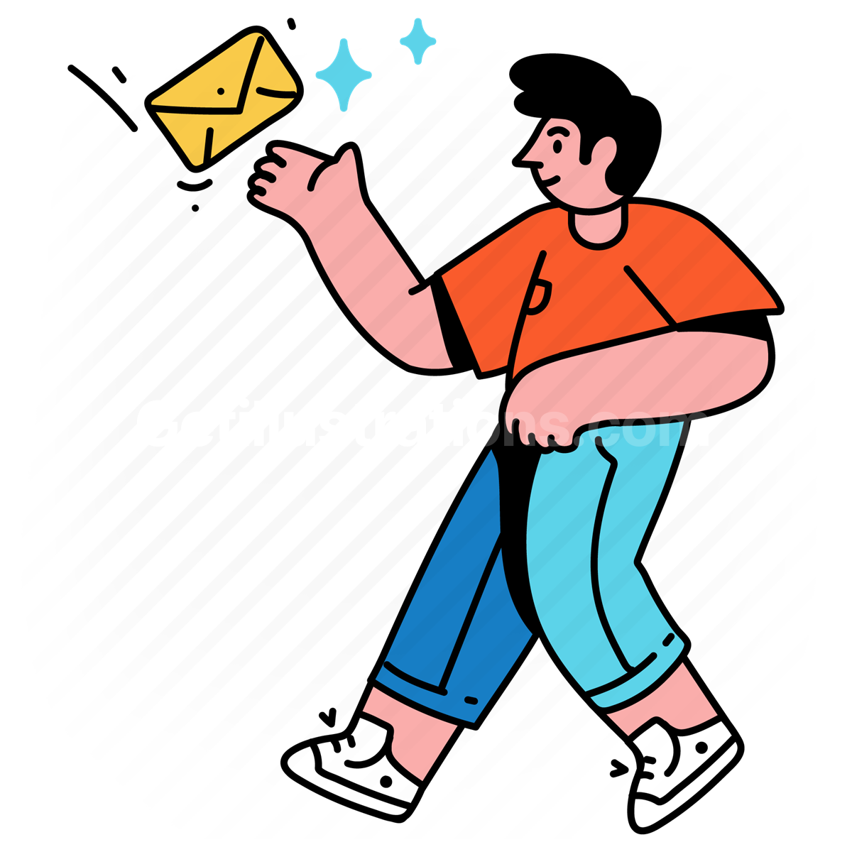 envelope, email, mail, message, receive, inbox, man